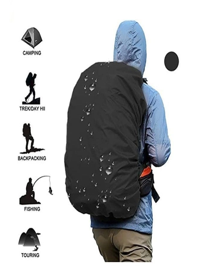RUKSHV Waterproof Rain Cover for Backpack - Adjustable & Foldable Bag Protector with Reflective Strip, Anti-Slip Elastic, Fits 20L to 45L Bags - Black - Image 3